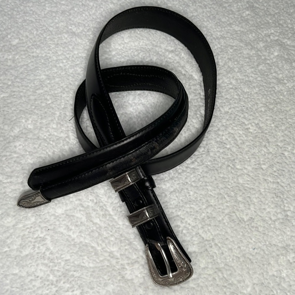 Cowboy Country western Black Leather Belt